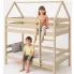 Piętrowe łóżko domek 2-osobowe skandynawskie, waniliowy - Delisa 3X 190x90 cm