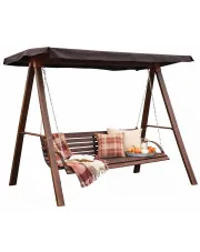 Huśtawka ogrodowa drewniana orzech 160 cm - Kaori 4X w sklepie Edinos.pl