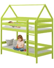 Zielone łóżko przypominające domek z materacami - Delisa 3X 200x90 cm w sklepie Edinos.pl