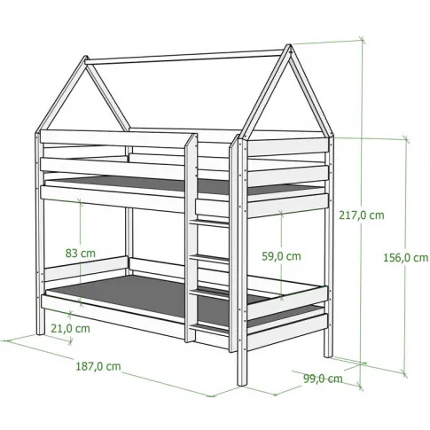 wymiary łóżka piętrowego w kształcie domku 180x90 zuzu 4x