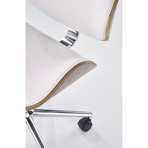 Szczegółowe zdjęcie nr 4 produktu Nowoczesny fotel obrotowy Whitor - biały - jasny dąb