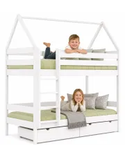Białe podwójne piętrowe łóżko dziecięce domek z szufladą - Delisa 4X 190x80 cm w sklepie Edinos.pl