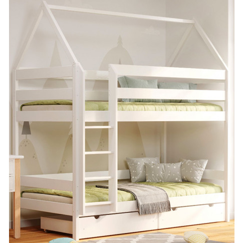 białe skandynawskie łóżko piętrowe dla dzieci zuzu 4x