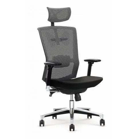 Zdjęcie produktu Ergonomiczny fotel obrotowy z regulacją zagłówka Arton - czarno - popielaty.
