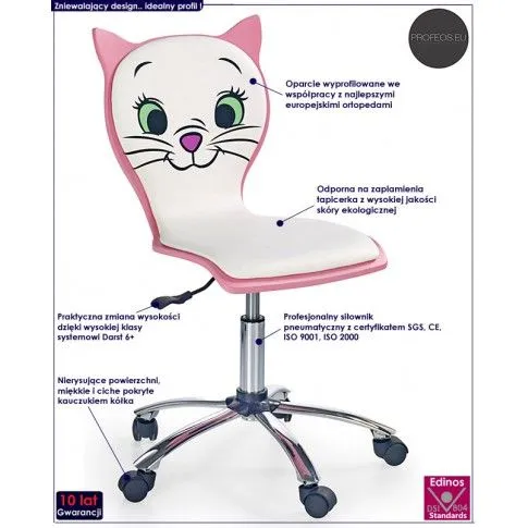 Fotografia Różowe krzesło do biurka dla dziewczynki - Dromel z kategorii Siedziska dla dzieci i młodzieży