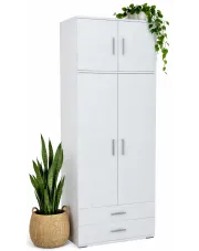 Biała szafa z nadstawką do sypialni - Foni 4X w sklepie Edinos.pl