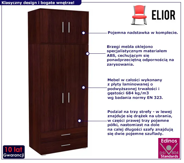Klasyczna szafa Foni 4X-wenge