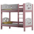 Różowe drewniane łóżko dla dzieci ze stelażami - Mimi 3X 180x90 cm