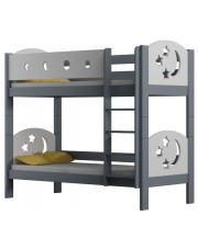Szare piętrowe łóżko z drabinką dla dzieci - Mimi 3X 180x90 cm w sklepie Edinos.pl