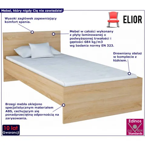 Minimalistyczne łóżko Lambi dąb sonoma