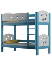 Niebieskie sosnowe łóżko piętrowe z gwiazdkami - Mimi 3X 190x80 cm