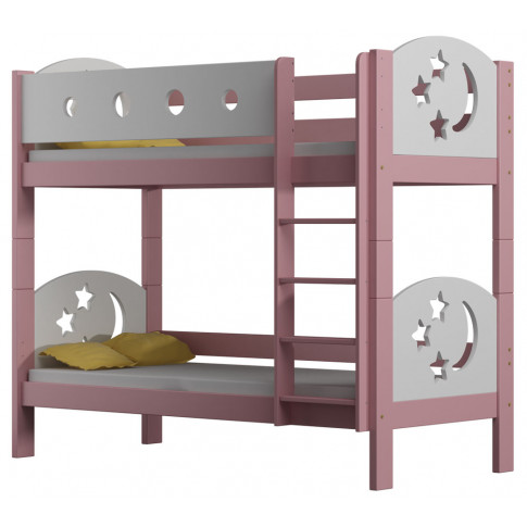 drewniane łóżko dziecięce podwójne różowe mimi 3x