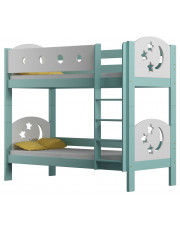 Piętrowe łóżko dla rodzeństwa z materacami, turkusowe - Mimi 3X 190x80 cm w sklepie Edinos.pl
