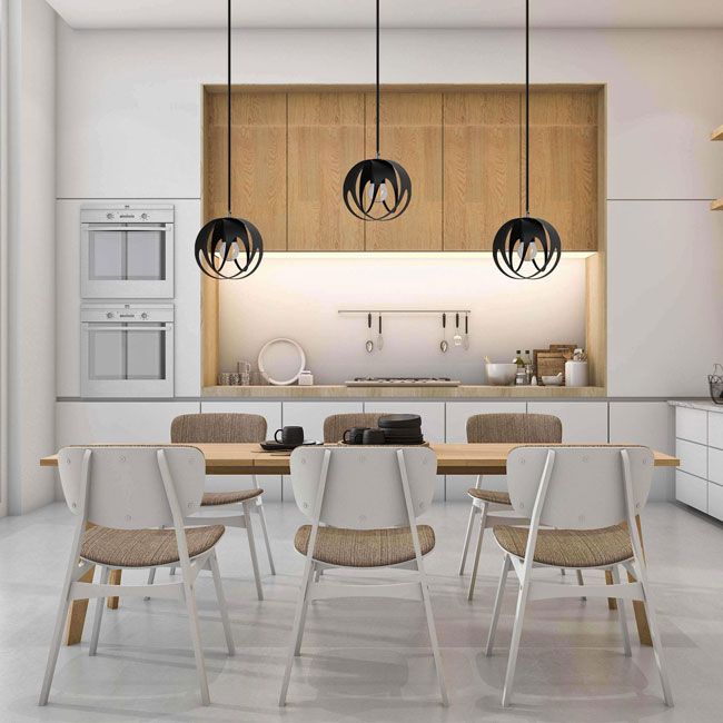 Czarna loftowa lampa wisząca nad wyspę S654-Lupeli