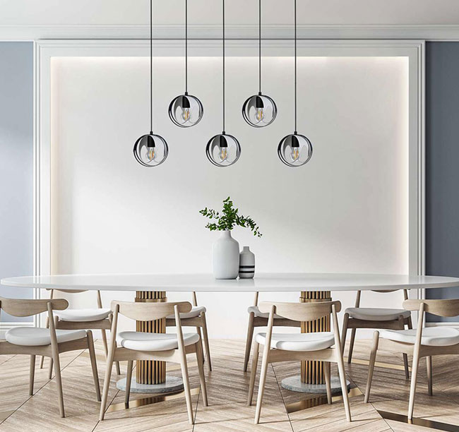 Czarno-biała loftowa lampa wisząca nad wyspę B175-Moreli