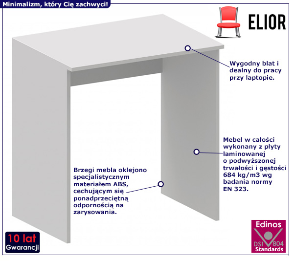 Białe biurko dodatkowy kolor