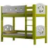 Zielone łóżko piętrowe z barierkami i drabinką - Mimi 3X 190x90 cm