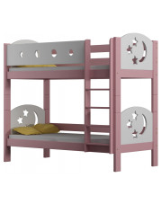 Różowe piętrowe łóżko z białymi barierkami - Mimi 3X 200x90 cm w sklepie Edinos.pl