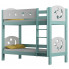 Piętrowe łóżko dziecięce z barierkami i materacami, turkusowe - Mimi 3X 200x90 cm