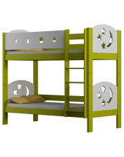 Zielone łóżko piętrowe z zagłówkami z gwiazdkami - Mimi 3X 200x90 cm
