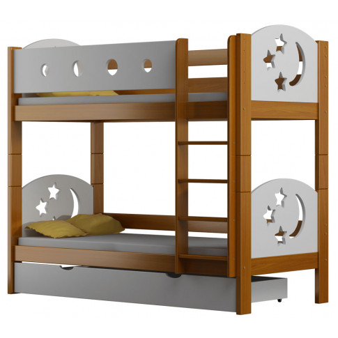 drewniane łóżko piętrowe dla rodzeństwa gwiazdki olcha mimi 4x