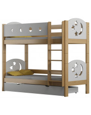 Drewniane łóżko piętrowe z gwiazdkami, sosna - Mimi 4X 160x80 cm