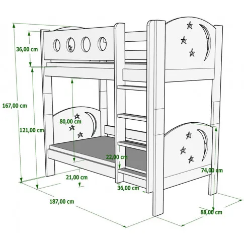 drewniane łóżko dziecięce wymiary 180x80 mimi 4x