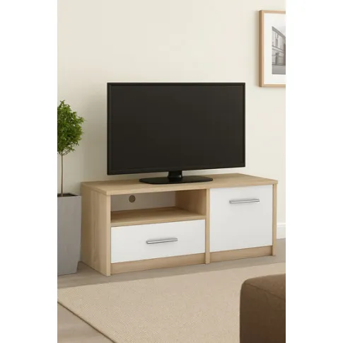 Skandynawska szafka pod telewizor dąb sonoma   biały Frovoli