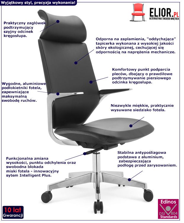 Nowoczesny fotel gabinetowy Maron - czarny