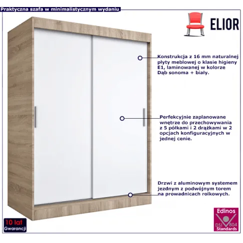 Przesuwna szafa dąb sonoma biały Corina 4X
