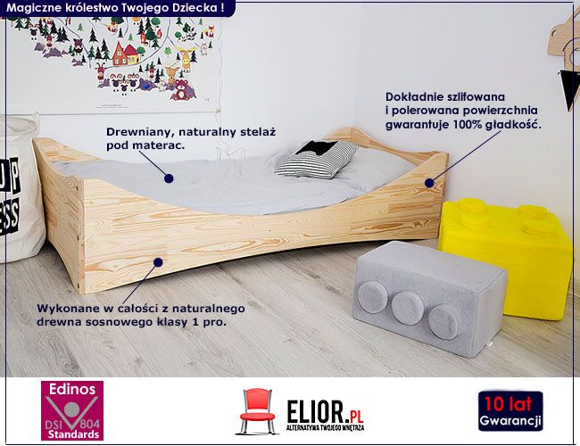 Nowoczesne łóżko drewniane dla dziecka Lexin 4X