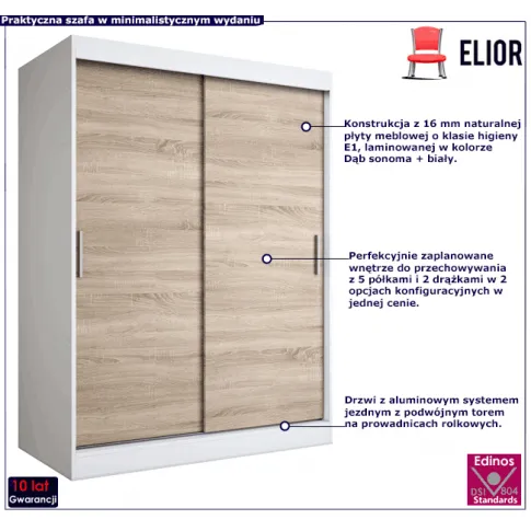 Przesuwna szafa biały dąb sonoma Corina 4X