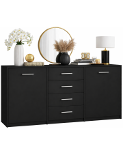 Czarna komoda z szufladami i półkami - Cermesa 4X w sklepie Edinos.pl