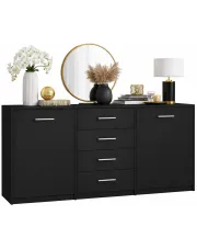 Czarna komoda z szufladami i półkami - Cermesa 4X w sklepie Edinos.pl