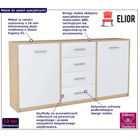 Pojemna komoda Pirex 4X dąb sonoma biały