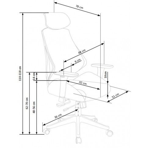 Szczegółowe zdjęcie nr 4 produktu Ergonomiczny czarny fotel obrotowy z regulacją oparcia - Almon