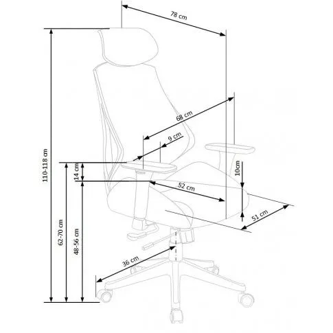 Szczegółowe zdjęcie nr 4 produktu Ergonomiczny czarny fotel obrotowy z regulacją oparcia i zagłówkiem- Simona