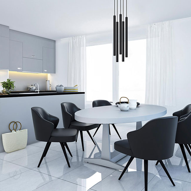 Czarna lampa wisząca tuba nad stół z 5 zwisami S669-Wigiela