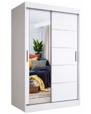 Biała szafa przesuwna z lustrem 120 cm - Ebia 3X w sklepie Edinos.pl