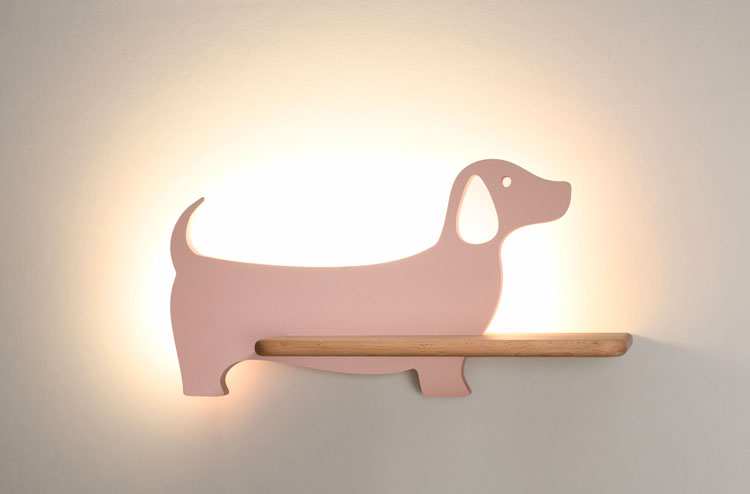 Wizualizacja różowej lampki nocnej piesek A706-Bambi