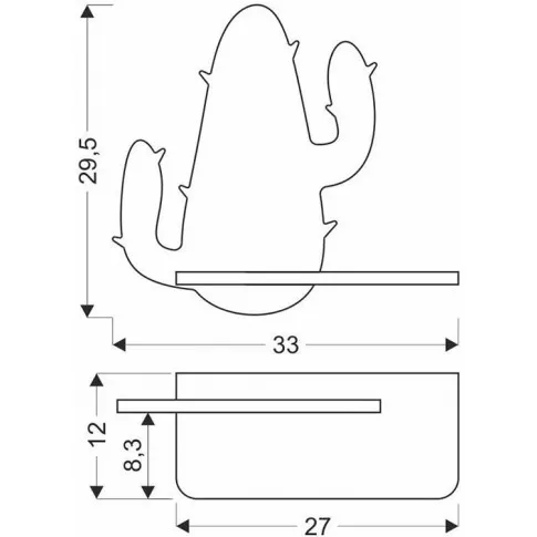 wymiary drewnianego kinkietu dziecięcego kaktusa k049 cacti
