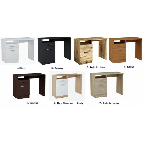 Biurko z szuflada i półkami Dinero kolory