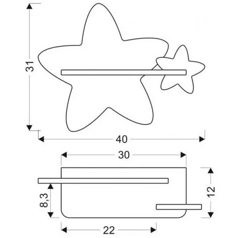 wymiary kinkietu ściennego gwiazdki z wtyczka k036 ari