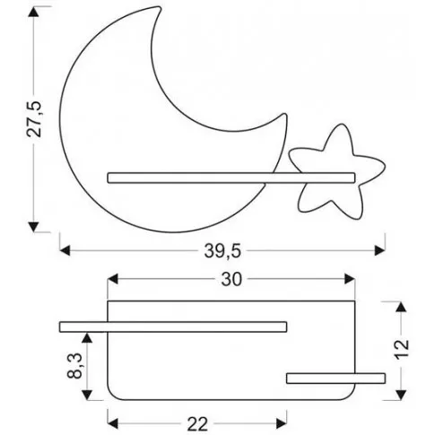 wymiary kinkietu dziecięcego księżyc z gwiazdką k030 bibi