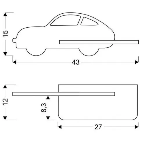 wymiar kinkietu sciennego autko k041 acar