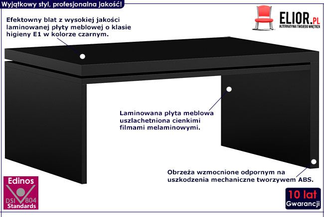 Czarna ława z podwójnym blatem Ilia