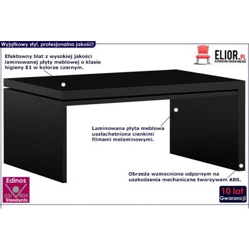 Fotografia Lakierowana ława Emla - czarny połysk z kategorii Ławy i stoliki