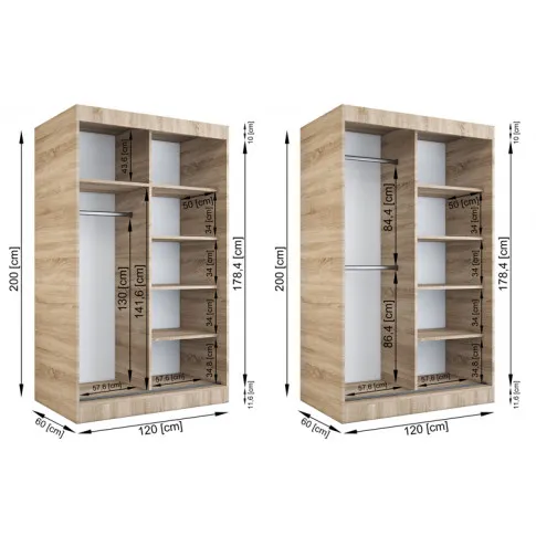 Szczegółowe zdjęcie nr 7 produktu Szafa przesuwna 120 cm dąb sonoma + antracyt - Felix 3X