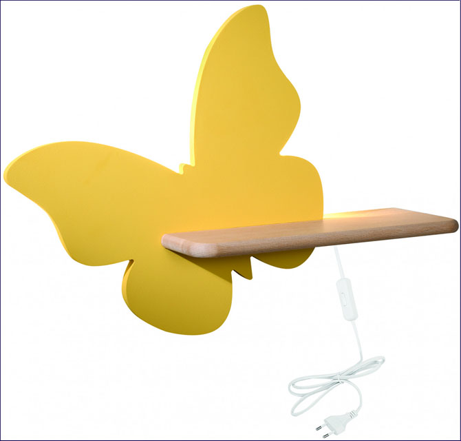 Wizualizacja lampki nocnej żółty motyl z wtyczką- K032-Didi