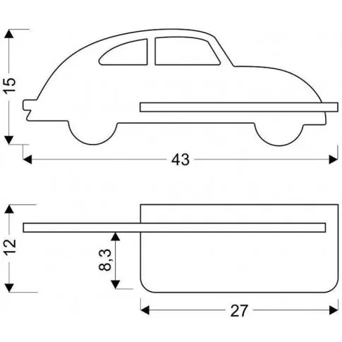 wymiary kinkietu dziecięcego auto k044 acar